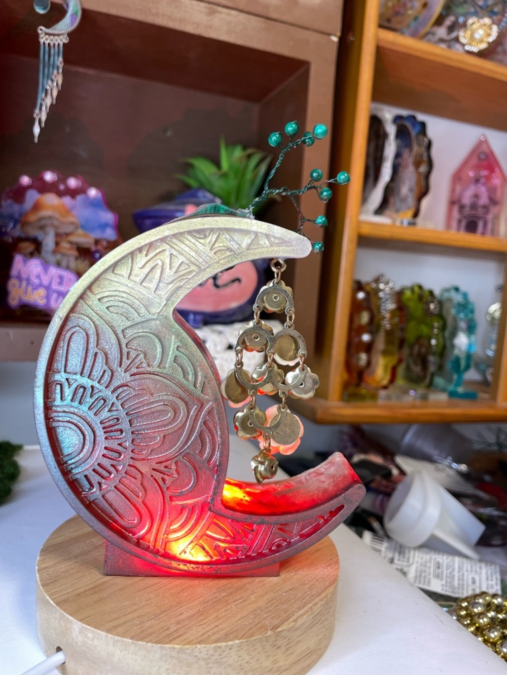 Capricorn Zodiac Mixed Media Crescent Art Moon - Picture 6 of 6